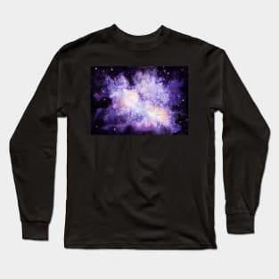 Watercolor Galaxy, Stars and Shine in Outer Space Long Sleeve T-Shirt